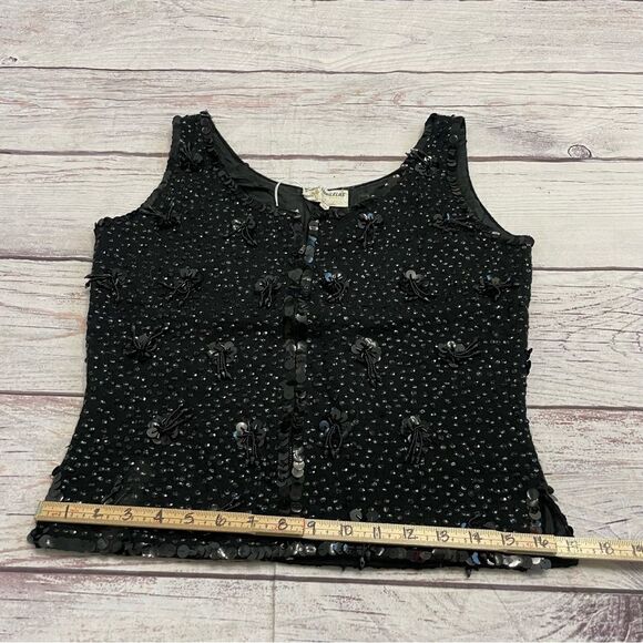 Vintage Beaded Sequin Embellised Shell Black 100% Lambs Wool Size 36 / Medium - Picture 6 of 10